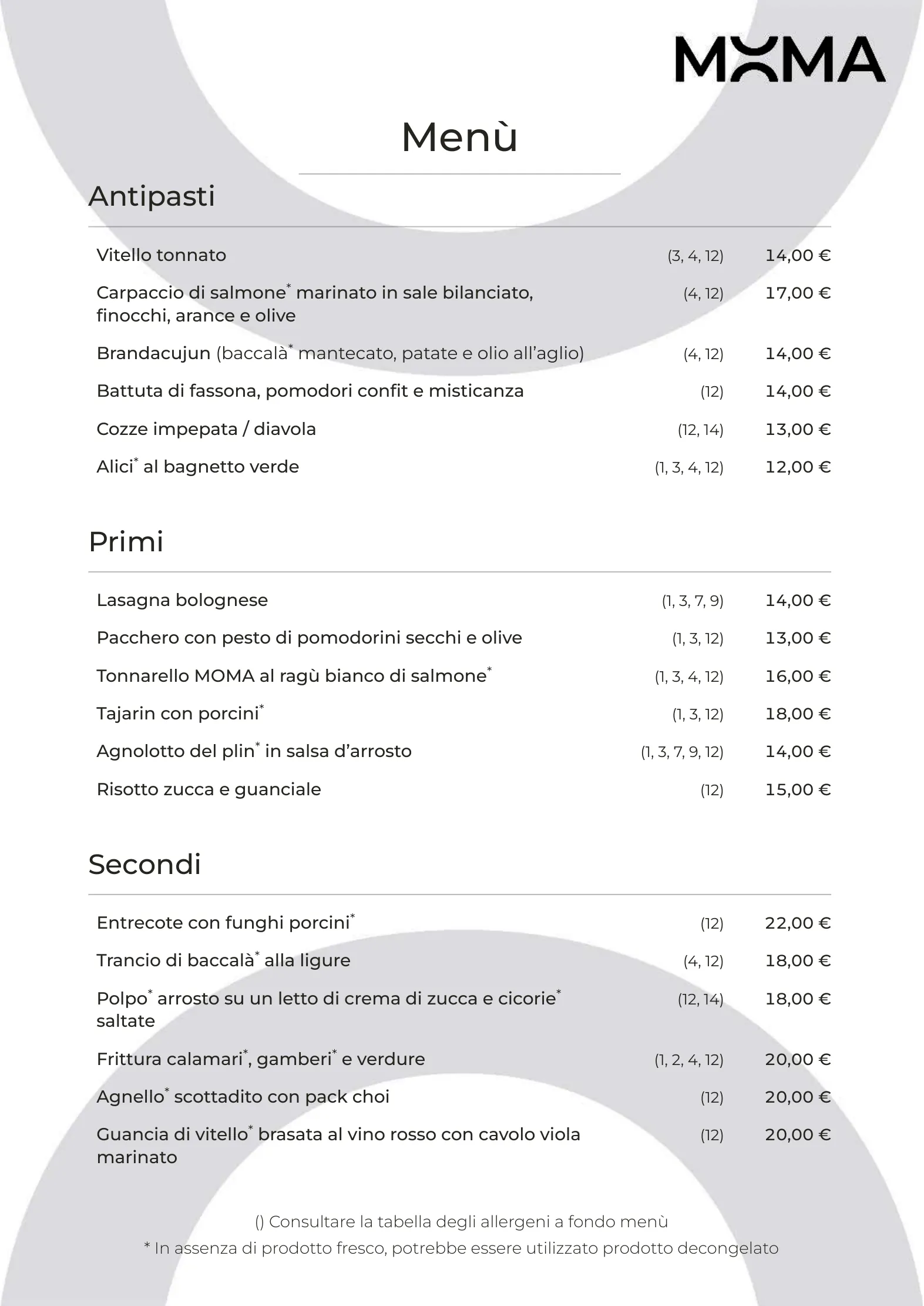 Menu – 1